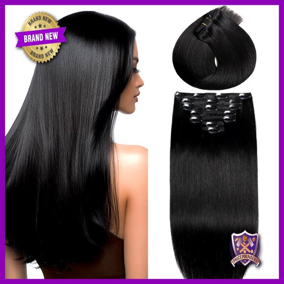 16\'\' Clip-In Human Hair Extensions, Seamless Straight Remy Hair main image 5
